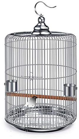 Bird Cage Pet Supplies Stainless Steel Bird Cage Outdoor Bird Villa Round Cockatoo Cage (39cm high)