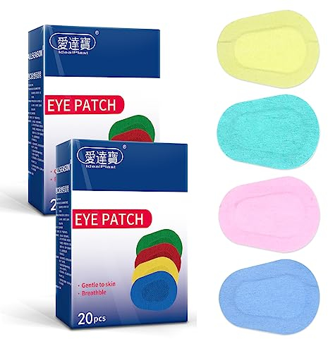 Toppe adesive colorate per occhi, 2 scatole/40 pezzi, bende traspiranti per occhi pigri, 4 stili, per bambini e adulti