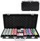 SUBTLETY Pokerkoffer Pokerset mit Aluminium Gehäuse 500 Laser Pokerchips Professionelle Poker Set inkl. 2X Pokerdecks, 3X Dealer Button, 5X Würfeln, 2X Schlüssel (Schwarz)