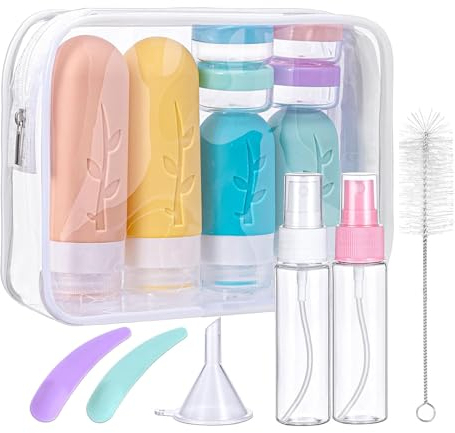 Mezzar 16 Stück Reiseflaschen Zum Befüllen, Set of Silikon Reiseflaschen de 100ml, Reise Behälter für Shampoo, Lotion, Haarspülung, Duschgel, mit Etiketten,Auslaufsichere Travel Bottles
