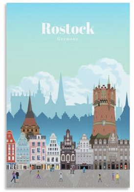 Jdheeh Poster auf Leinwand, Vintage-Reise, Rostock, Deutschland, Wanddekoration, Poster, 20 x 30 cm