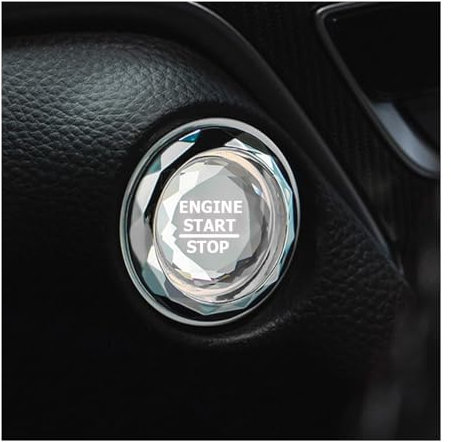 CGEAMDY Engine Startknopf Abdeckung, Diamant Auto Motor Start Stop Button Ring, Start Stop-Taste Schutzabdeckung, Crystal Start Button Zündung Schutzabdeckung(Weiß)