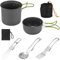 Palmcee Camping Cookware Set, Aluminium Camping Pots and Pans with Foldable Cutlery, Multifunctional Cooking Equipment for 2 Persons Hiking Picnic Campfire