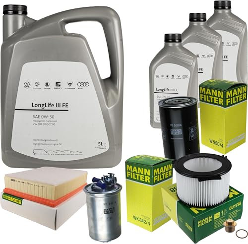 Inspektionspaket Wartungspaket Filterset mit 8 L 0W-30 Motoröl LongLife 3 FE, Ölfilter Luftfilter Kraftstofffilter Innenraumfilter Ölablassschraube