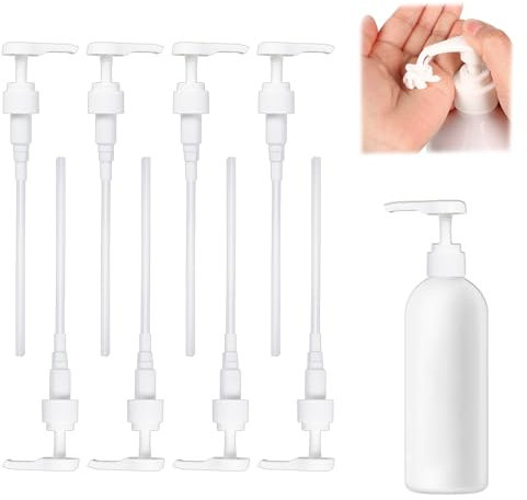 Bofanze 8 Piezas Dispensador Jabon Repuesto, Plásticos Bomba de Jabón para Botellas de 26 a 27 mm, Dispensador Jabón Bomba Cabeza para Líquido Jabonoso o Loción- Blanco