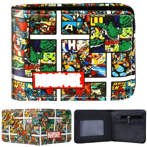 yumcute Geldbeutel Kinder, Faltbare Geldtasche Slim Portemonnaie Jungen Teenager,PU-Leder Cartoon Anime Münztasche Kartenhalter Portmonee Jungen