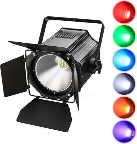 200 W COB LED Bühnenlicht mit Scheunentoren 6 in 1 RGBWA+UV LED Par-Lichter, DMX/Sound/Master-Slave DJ-Lichter 3500~7500 K COB Disco-Licht für Party Hochzeit Kirche Drama