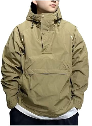 Uillui Men's Anorak Pullover Quarter-Zip Hooded Jacket Waterproof Lightweight Windbreaker Outdoor Golf Rain Jacket Hoodies