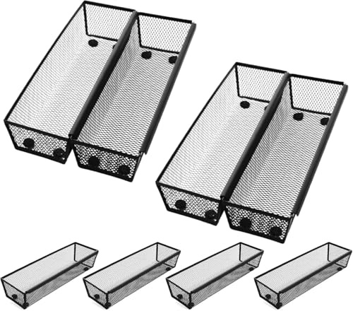 LDHHYH 8 Pack Cutlery Tray for Drawers, Cutlery Drawer Organiser for Kitchen Utensils, Kitchen Organiser Drawer for Kitchen, Office, Bathroom, Pantry, Black, 24.7x8x5.2cm