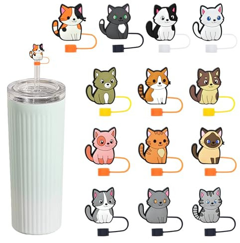 Straw Cover Cap for Stanley Cups – Cute Animal & Flower Design, Durable Silicone Straw Protector,Straw Tip Covers 10 mm 0.4 in for Straw Tip Covers
