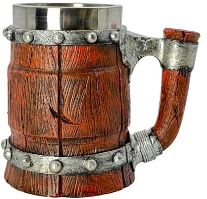 Gwezmxs Retro Wikinger Bierkrug Personalisiert 500 ml, Bier Geschenke für Männer, Mittelalter Holzimitat Stil