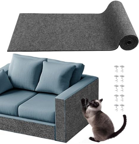 pawstrip Cat Scratch Furniture Protector for Couch, Sofa, Wall & Door Guard, Trimmable Self-Adhesive Scratch Pad, DIY Climbing Mat, Deterrent, Scratching Post Replacement (Dark Gray, 40x300cm)