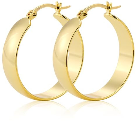 ALEXCRAFT Dicke Ohrringe Gold Groß Creolen 14K Goldene Ohrringe Damen Chunky Large Gold Hoop Earrings für Frauen Freundin Mama Mädchen 30MM