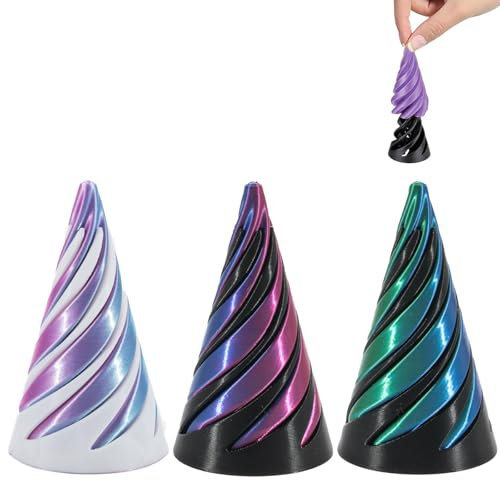 Impossible Cone (3PCS), 3D-Druck Spiral Cone Fidget Toy, Pyramid Spirale Spielzeug Passthrough Sculpture, Skulptur Stress Relief Desktop Dekorationen Spielzeug für Kinder Erwachsene Geschenk
