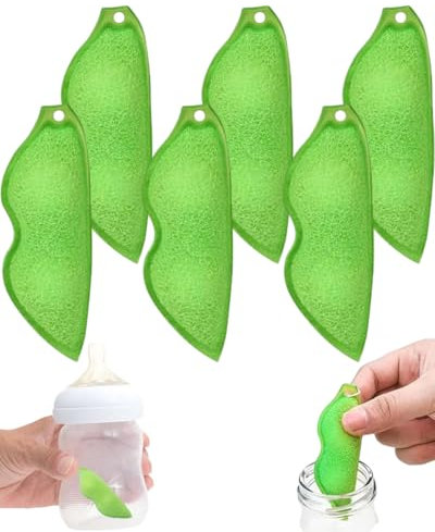 TPZORJX 6 x Beans Bottle Cleaning Sponge, Magic Beans Bottle Cleaner Sponge, Kitchen Sponges in Pea Shape, Magic Beans Bottle Cleaner Sponge