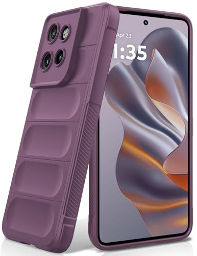 BonYonka Cover in Silicone per Motorola Moto Edge 50 Neo, Viola | Design Ondulato Antiurto, Fodera in Microfibra Antigraffio, Touch Morbido Setoso, Protezione Anticaduta di Grado Militare