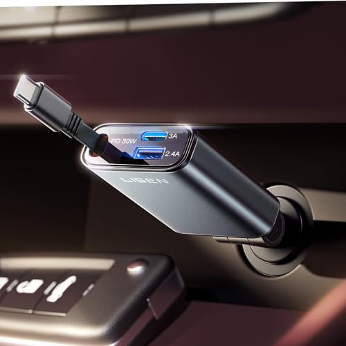 LISEN 3 en 1 Rétractable Chargeur Voiture USB C 57W[75% Plus Petit ] Chargeur Allume Cigare USB C, Adapter Allume Cigare pour iPhone 16 15 Pro Max Galaxy S25 Ultra Bronze Vintage (Vintage Bronze)