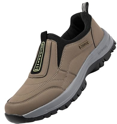 Zapatos sin cordones para hombre, mocasines casuales, cómodos, ligeros, sin cordones, zapatos de barco de negocios, transpirables, cómodos, para caminar, zapatos de vestir de ocio, Khaki, 42 2/3 EU