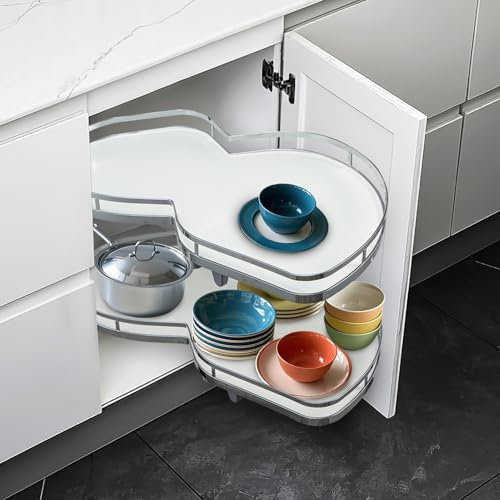 Blind Corner Cabinet Pull out Organizer 2-Tier Slide out kitchen Organizers Cabinet Blind Corner Pullout Organizer Cabinet Lazy Susan Organizer for Cabinet 36inch (Rigth Open)
