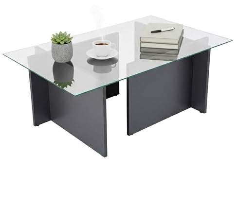 Dmora Couchtisch Illasi 105x65x40h cm Schwarz, Rechteckig