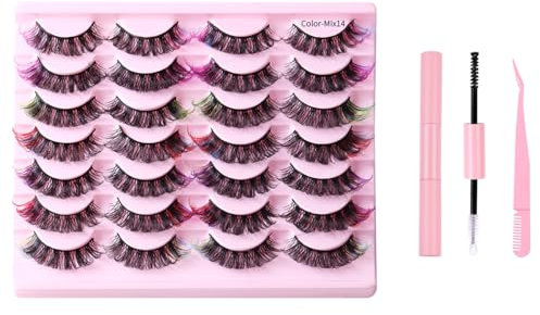 Eye 3 Pairs Sequin Cat Eye Sequins Eyelash Fluffy Lash for Festival Supplies Colored with Glue and Pink Tweezers,B4813