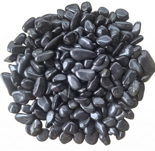 Kieselsteine Schwarz Poliert 1-3cm | Dekosteine Garten Zierkies 5 kg | Edler Hochglanz-Effekt, wetterfest & frostbeständig; ideal für Zimmerbrunnen, Aquarien, Vasen & Blumentöpfe