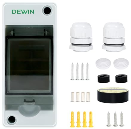 DEWIN Caja de Distribución de Montaje Superficie IP65, Caja Cuadro Electrico Superficie Caja Conexiones Electricas Exterior con Accesorios para áreas interiores/exteriores, húmedas/secas (2 modulos)