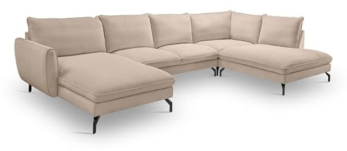Homes & Jones Ecksofa Toronto – Nachhaltige Wohnlandschaft mit Kaltschaum-Polsterung – FSC-zertifiziertes Massivholzgestell & pflegeleichter Webstoff-Bezug – Stilvolles Sofa in U-Form