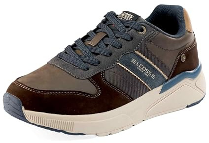 LEOSS ORIGINAL Zapatillas de senderismo para hombre, zapatillas de deporte con cordones, zapatos de calle, para el tiempo libre, para caminar, zapatos deportivos de piel, marrón, 44 EU