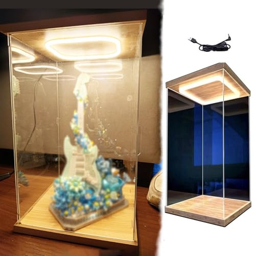 Acryl Vitrine Transparente, Beleuchtete Vitrine für Sammlerstücke, Hohe, Stapelbare Acryl-Vitrinen mit Beleuchteter Tür, Alternativ Glasvitrine 10/15/20/25/30/35/60 cm(15x15x15cm/6x6x6in)