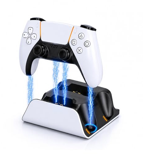 PS5 Controller Charger Station with LED Indicator,Dual Controller Charger Dock,Fast Charging Stand for PlayStation 5 (White)