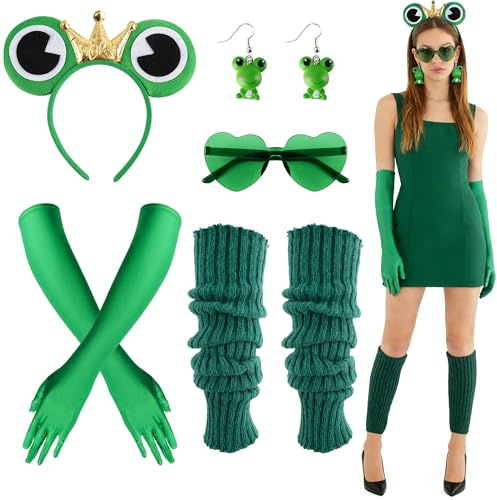 AWCIGG Frosch Kostüm Erwachsene Froschkostüm Kostüm Damen Frosch Haarreif Haarschmuck für Fasching Karneval Motto Party