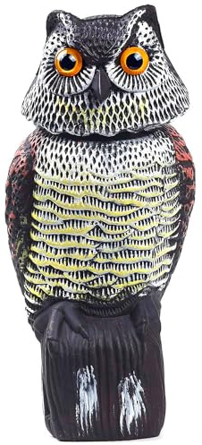 Ediesi Anti‑Pigeons Effaroucheur Oiseaux, Chouette, Hibou – Répulsif Oiseaux Extérieur pour Jardin, Potager et Terrasse, avec Tête Rotative 360°, Naturel et Réaliste