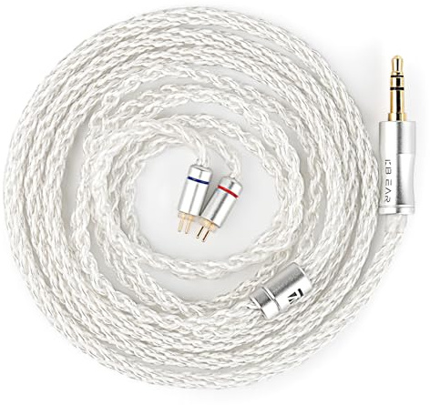 Yinyoo KBEAR 2-Pin IEM Kabel – 5N 8-Core OFC Silberbeschichtetes HiFi In-Ear Monitor Kabel, 120 cm, 3,5 mm Anschluss, Kompatibel mit SIMGOT EW300/EW200 für Musiker und Audiophile