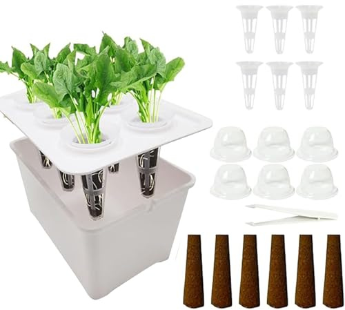 Sinyuyong 6-teiliges Hydrokultur-Pflanzsystem for den Anbau von Gemüse, Obst, Salat und Kräutern – ideal for den Einsatz auf Balkon und Terrasse(White(2pcs))