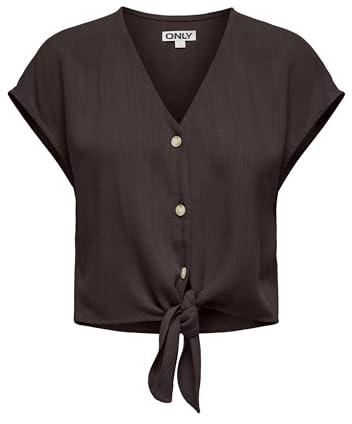 ONLY Damen Kurzarm Bluse mit Knopfleiste und Bindeschleife Cropped Shirt