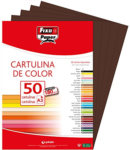 Fixo Paper 11120346 – Paquete de cartulinas A3 – 50 unidades color chocolate 180g