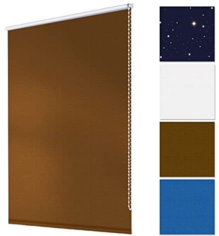 ECD Germany Verdunkelungsrollo 45 x 150 cm - Braun - Klemmfix - ohne Bohren - für Sonnen- und Sichtschutz - inkl. Befestigungsmaterial - EasyFix Rollo Klemmrollo