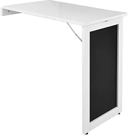 SoBuy Table Murale Rabattable à Manger Pliable avec Tableau Mémo Extensible Gain de Place pour Cuisine, Bureau et Petits Espaces Blanc 50cm x 75cm x 76cm FWT20-W