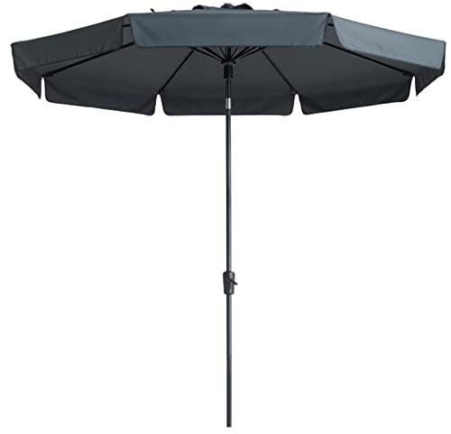 Madison Parasol Flores Luxe 300 cm Rond Gris Pare-Soleil Jardin Terrasse Patio