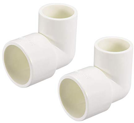 sourcing map Lot de 2 raccords de tuyau en PVC coudé à 90 degrés Blanc 25 mm x 32 mm