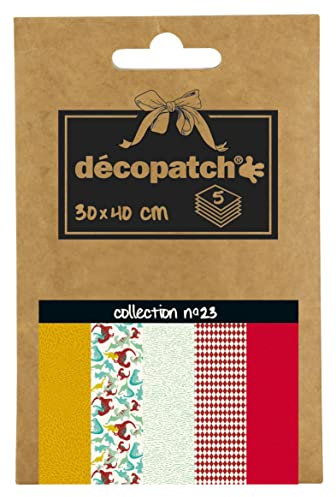 Decopatch Décopatch DP023C - Déco Pocket No. 23 Packung mit 5 Blatt Décopatch-Papier 30x40cm, 1 Pack