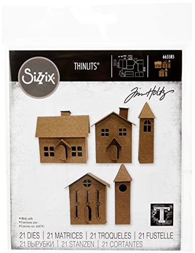 Sizzix Thinlits Stanzschablonen 21PK Paper Village #2 von Tim Holtz, 665585, Multicolor, One Size
