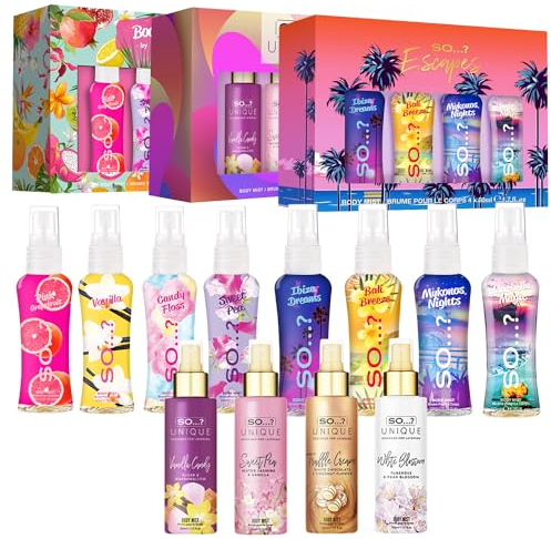 So…? Summer Escapes, Body Mist by So…? & Unique Womens Gift Sets Bundle, Body Mist Fragrance Spray (4x50ml) Pack of 3