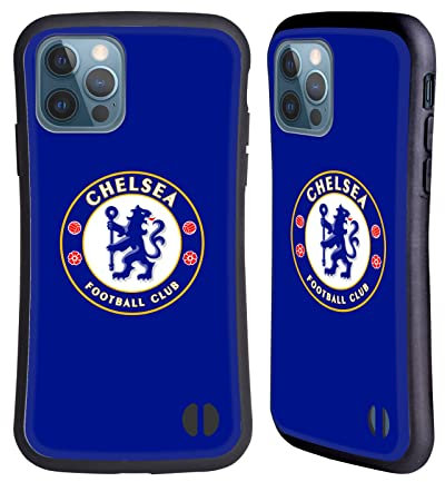 Head Case Designs Officially Licensed Chelsea Football Club Plain Blue Crest Hybrid Case Compatible With Apple iPhone 12 / iPhone 12 Pro