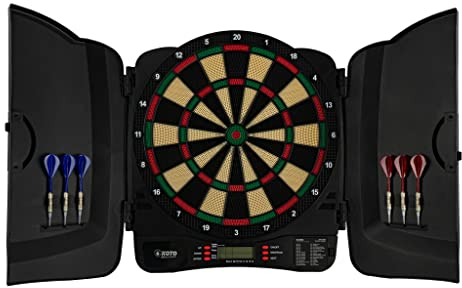 KOTO - Soft Classic Kabinett (39X1.5X43.3 cm), 6 Soft Tip Darts, 32 Spiele, 590 Spielvarianten Elektronische Dartscheibe