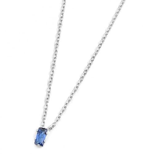 marlu COLLANA CON CRISTALLO BAGUETTE BLU ACCIAIO 2cn0048-b