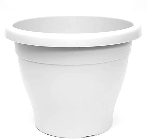 AC - Maceta Mediterránea - Plástico Resistente - Ideal para el Hogar, Plantas, Jardín, Decoración. - Cuidado de Plantas - Forma Redonda - Ø 20 cm - Color Blanco