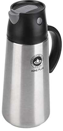 AXOC Contenitore ermetico per olio, bottiglia per olio da 750 ml con beccuccio antigoccia, chiusura leggera in acciaio inossidabile per cucina Nero