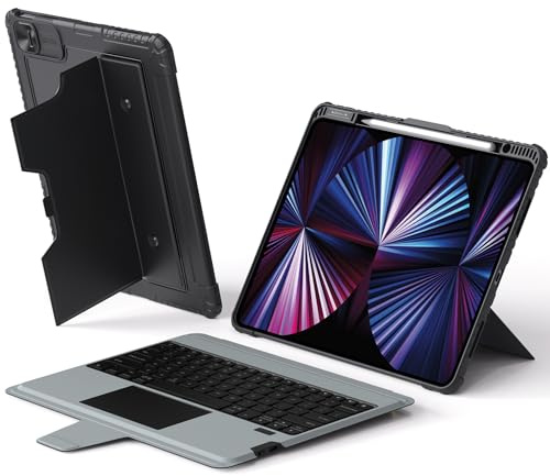 Nillkin Étui clavier pour iPad Air 13 (M3,2025/M2,2024), housse d'appareil photo, iPad Pro 12,9 avec clavier amovible sans fil, pavé tactile multi-touch et porte-crayon